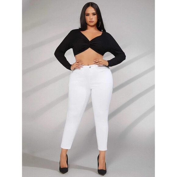 NEW SHEIN Plus High Waist Skinny Jeans Size 1XL Color White - Picture 5 of 8